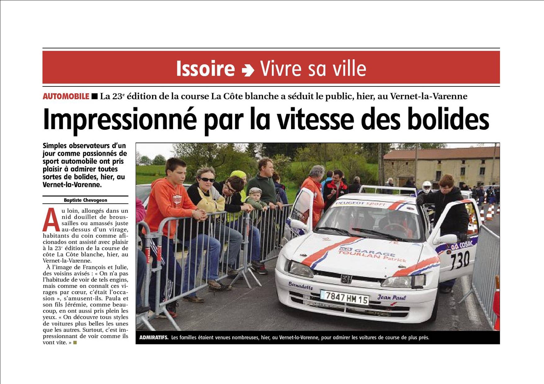 article du Journal La Montagne en date du 3 juin 2013 course de cote du vernet la varenne