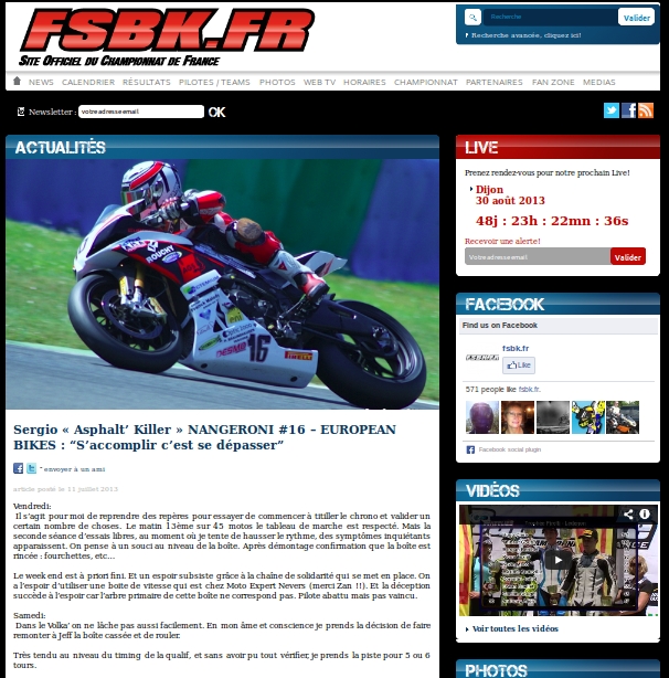 Image du compte rendu european bikes magny-cours 2013 sur le site du fsbk