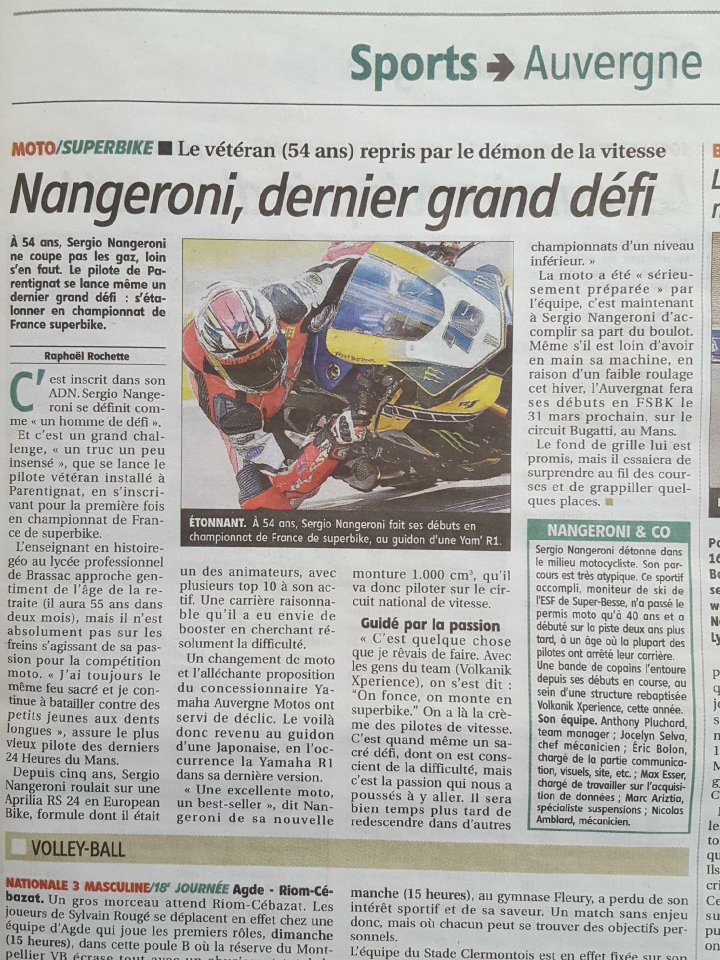 article du journal la montagne du 23 mars 2018 sur le nouveau defi de sergio nangeroni